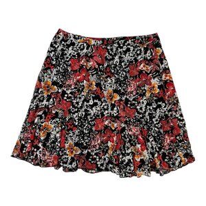 CJ Banks Floral Lace Skirt | Women’s Plus 2X | Red Orange Black